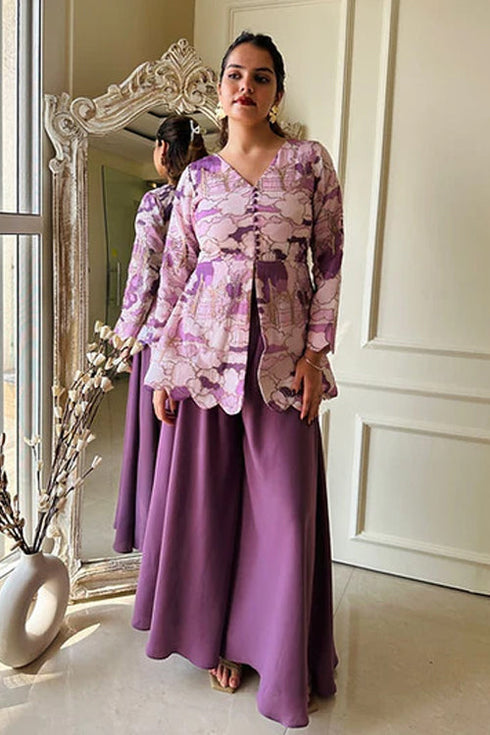 Embroidered Shades Of Purple Sharara Set